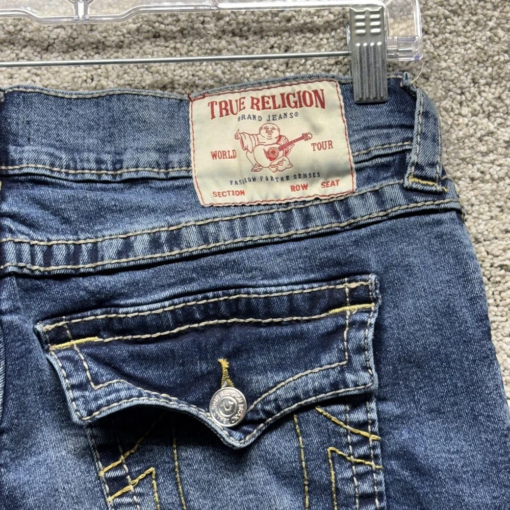 True Religion Rocco Relaxed Skinny Jeans Blue‎ 34x32 Men's Flap Button Denim EUC